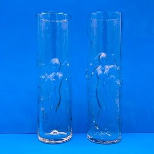 Vintage Libbey La Femme Figural Nude Women Dancing Glass - set of 2